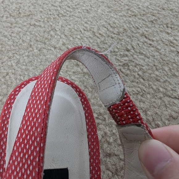 Rare Vintage Stuart Weitzman Slingback Heel Red Polka Dot Leather Sz 8 - Picture 5 of 15